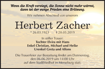 Traueranzeige von Herbert Zacher von Mitteldeutsche Zeitung Merseburg/Querfurt