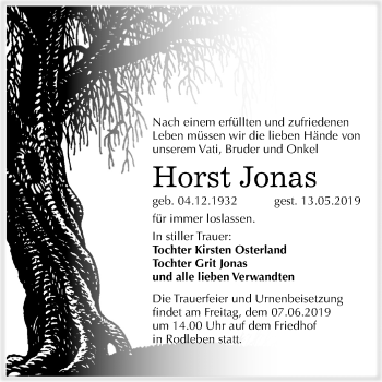 Traueranzeige von Horst Jonas von Mitteldeutsche Zeitung Dessau-Roßlau