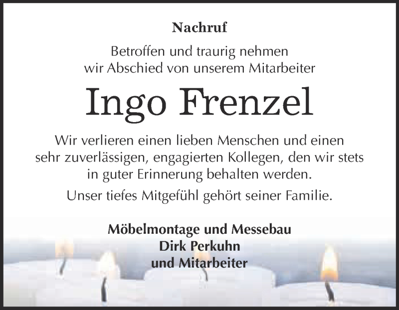  Traueranzeige für Ingo Frenzel vom 29.06.2019 aus Super Sonntag Bernburg