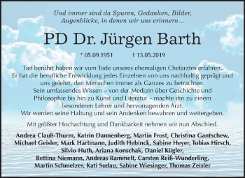 Traueranzeige von Jürgen Barth von Mitteldeutsche Zeitung Halle/Saalkreis
