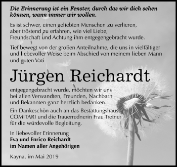 Traueranzeige von Jürgen Reichardt von Mitteldeutsche Zeitung