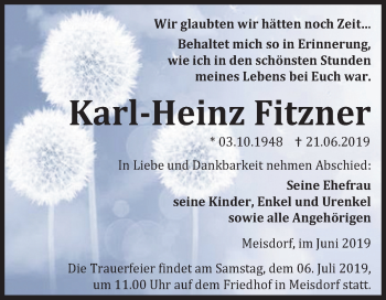 Traueranzeige von Karl-Heinz Fitzner von Mitteldeutsche Zeitung Quedlinburg