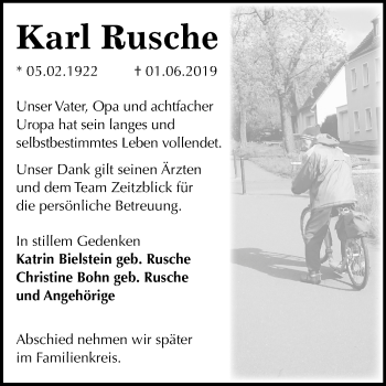 Traueranzeige von Karl Rusche von Mitteldeutsche Zeitung