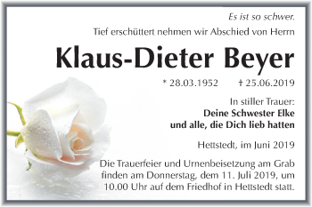 Traueranzeige von Klaus-Dieter Beyer von Mitteldeutsche Zeitung