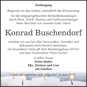 Traueranzeige von Konrad Buschendorf von WVG - Wochenspiegel NMB / WSF / ZTZ