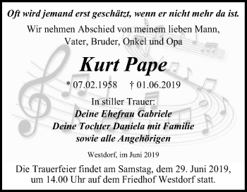 Traueranzeige von Kurt Pape von Mitteldeutsche Zeitung Aschersleben