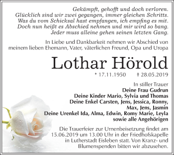 Traueranzeige von Lothar Hörold von Mitteldeutsche Zeitung