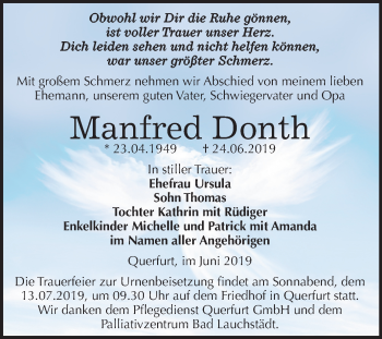 Traueranzeige von Manfred Donth von Mitteldeutsche Zeitung Merseburg/Querfurt