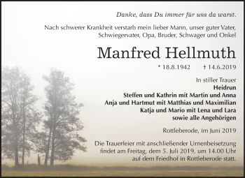 Traueranzeige von Manfred Hellmuth von Mitteldeutsche Zeitung