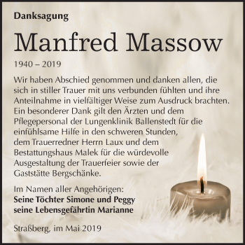 Traueranzeige von Manfred Massow von Mitteldeutsche Zeitung
