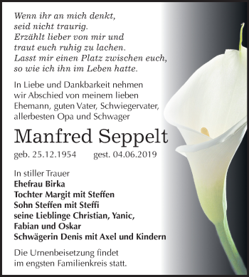 Traueranzeige von Manfred Seppelt von Mitteldeutsche Zeitung