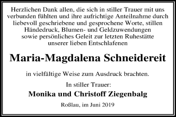 Traueranzeige von Maria-Magdalena Schneidereit von Mitteldeutsche Zeitung Dessau-Roßlau
