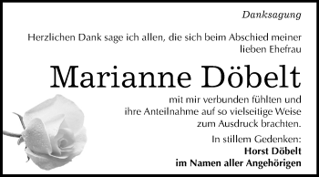 Traueranzeige von Marianne Döbelt von Mitteldeutsche Zeitung Bitterfeld