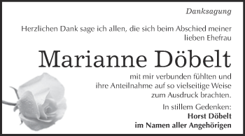 Traueranzeige von Marianne Döbelt von WVG - Wochenspiegel Bitterfeld