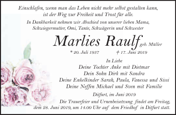 Traueranzeige von Marlies Rauf von WVG - Wochenspiegel Quedlinburg