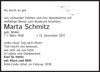 Traueranzeige von Marta Schmitz von Wochenspiegel Merseburg/Querfurt