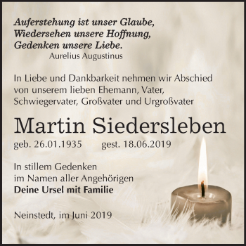 Traueranzeige von Martin Siedersleben von Mitteldeutsche Zeitung Quedlinburg