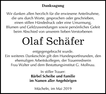 Traueranzeige von Olaf Schäfer von Mitteldeutsche Zeitung Merseburg/Querfurt