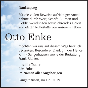 Traueranzeige von Otto Enke von Mitteldeutsche Zeitung Sangerhausen