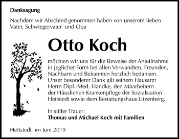 Traueranzeige von Otto Koch von Mitteldeutsche Zeitung