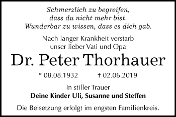 Traueranzeige von Peter Thorhauer von Mitteldeutsche Zeitung Dessau-Roßlau