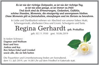 Traueranzeige von Regina Gerhardt von Mitteldeutsche Zeitung