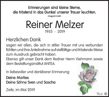 Traueranzeige von Reiner Melzer von WVG - Wochenspiegel NMB / WSF / ZTZ