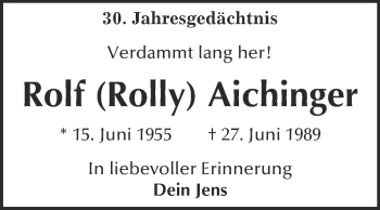 Traueranzeige von Rolf Aichinger von Super Sonntag Quedlinburg