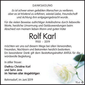 Traueranzeige von Rolf Karl von Mitteldeutsche Zeitung Zeitz