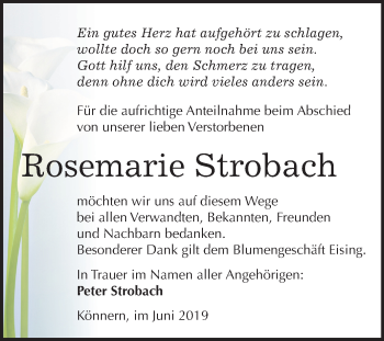 Traueranzeige von Rosemarie Strobach von Mitteldeutsche Zeitung Bernburg