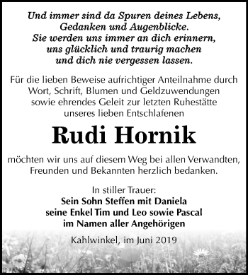 Traueranzeige von Rudi Hornik von Mitteldeutsche Zeitung