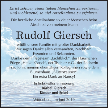 Traueranzeige von Rudolf Giersch von Mitteldeutsche Zeitung