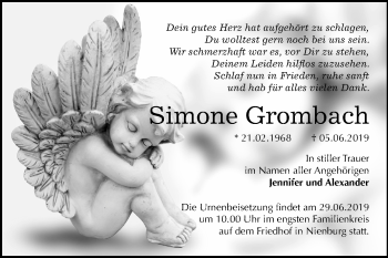 Traueranzeige von Simone Grombach von Mitteldeutsche Zeitung Bernburg