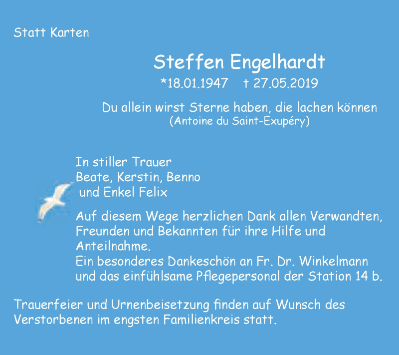  Traueranzeige für Steffen Engelhardt vom 08.06.2019 aus Super Sonntag Wittenberg