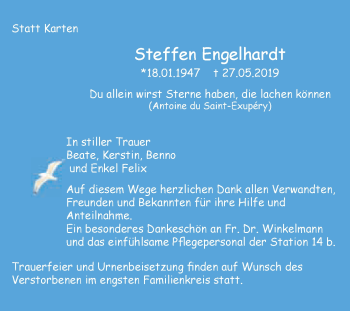 Traueranzeige von Steffen Engelhardt von Super Sonntag Wittenberg