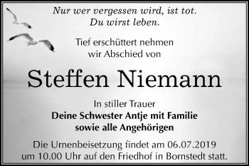 Traueranzeige von Steffen Niemann von Super Sonntag SGH Mansf. Land