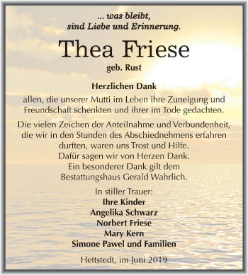 Traueranzeige von Thea Friese von Mitteldeutsche Zeitung