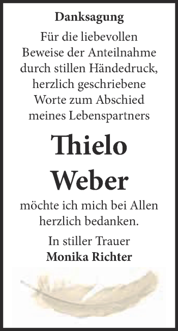 Traueranzeige von Thielo Weber von Super Sonntag Wittenberg