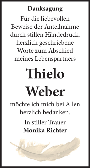 Traueranzeige von Thielo Weber von Mitteldeutsche Zeitung