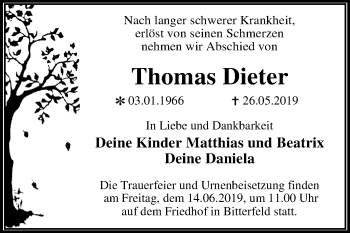 Traueranzeige von Thomas Dieter von Mitteldeutsche Zeitung