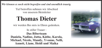 Traueranzeige von Thomas Dieter von Mitteldeutsche Zeitung