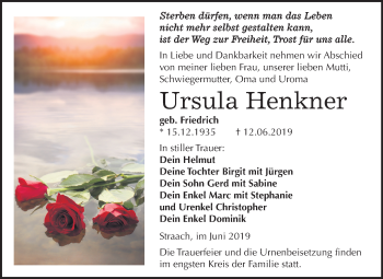 Traueranzeige von Ursula Henkner von Mitteldeutsche Zeitung