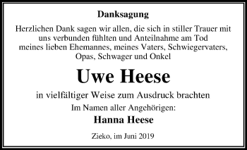 Traueranzeige von Uwe Heese von Mitteldeutsche Zeitung