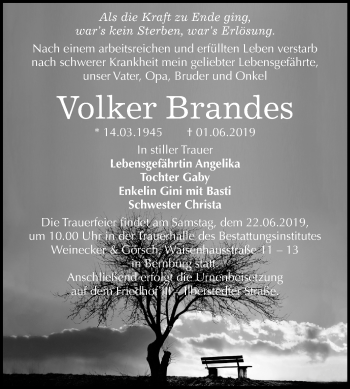 Traueranzeige von Volker Brandes von Mitteldeutsche Zeitung Bernburg