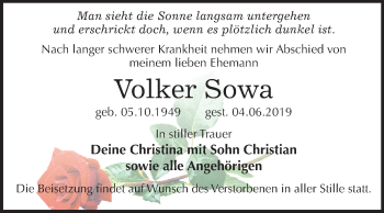 Traueranzeige von Volker Sowa von Mitteldeutsche Zeitung