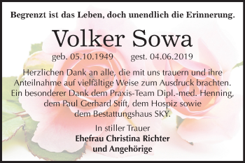 Traueranzeige von Volker Sowa von Mitteldeutsche Zeitung