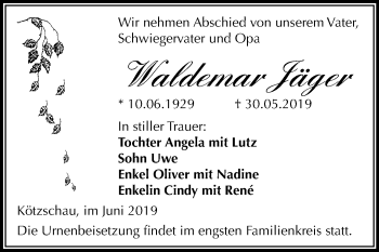 Traueranzeige von Waldemar Jäger von Mitteldeutsche Zeitung Merseburg/Querfurt