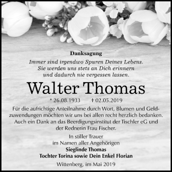 Traueranzeige von Walter Thomas von Mitteldeutsche Zeitung