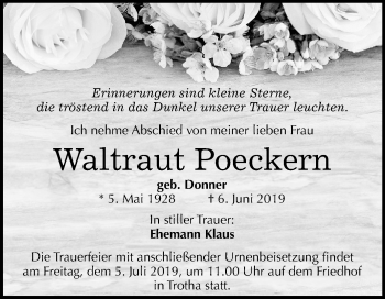 Traueranzeige von Waltraut Poeckern von Mitteldeutsche Zeitung Halle/Saalkreis
