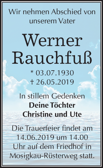 Traueranzeige von Werner Rauchfuß von Mitteldeutsche Zeitung